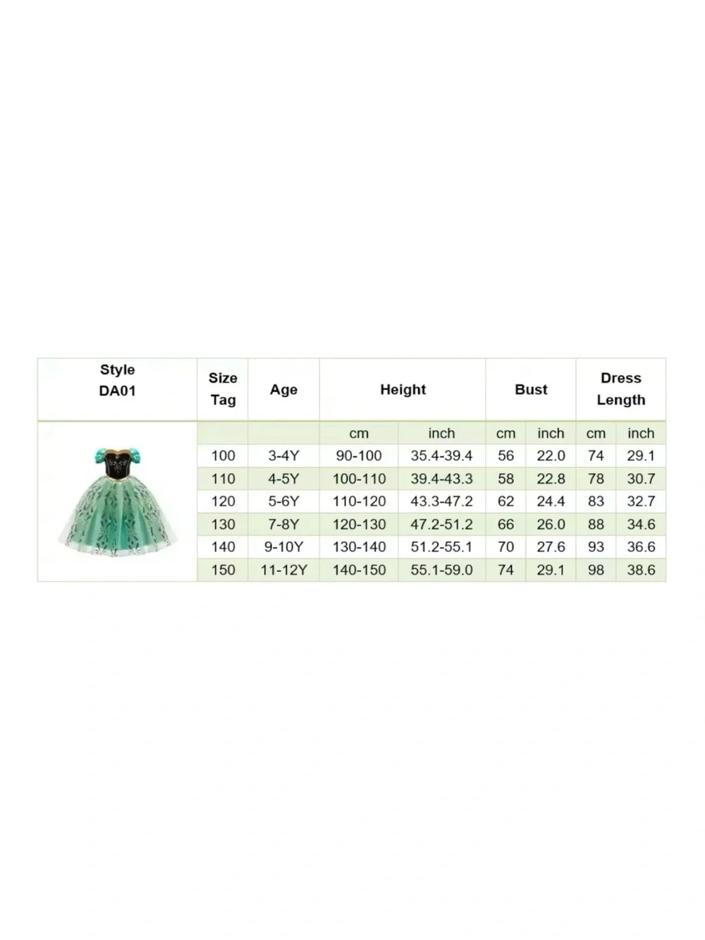 Kids Belle Toddler Girl Costume Halloween Princess Anna Dress Size 4T-5T